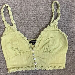 Kendall & Kylie Green Boho Festival Floral Crop Beach Summer Spring Cottagecore